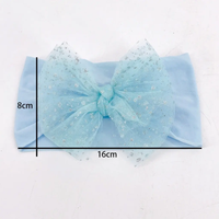 Soft cotton everyday baby headband glittery tulle bow