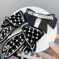 Evening bow with rhinestones and pearls style 1