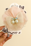 Organza flower with pearls cherry fascinator hairclip