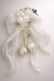 Tulip with pearls bunch large bow fascinator hairclip