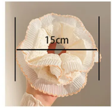 Elegant Ivory Ruffle Scrunchie with colour Trim