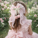 Tulip with pearls bunch large bow fascinator hairclip