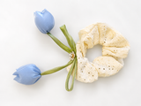 Tulip bow lace scrunchie
