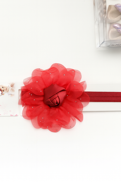 Soft cotton everyday baby headband rose bud on flower