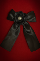 Satin bow with 3d flower buckle