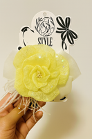 3D rose on bow fascinator hairclip