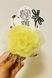 3D rose on bow fascinator hairclip