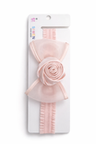 Fascinator satin rose on organza bow baby headband
