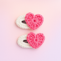 Pair of pink heart crochet tictac hairclips