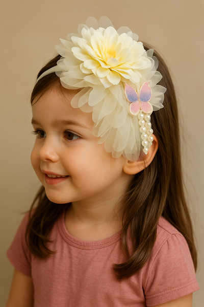 Flower and Butterfly frill hairband