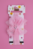 Soft cotton everyday baby headband circle glittery tulle bow