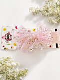 Soft cotton everyday baby headband tiny flowers tulle bow