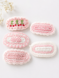 Pack of 5 crochet hair pins - pink