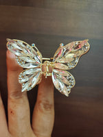 Leaf crystals and rhinestone butterfly clutcher