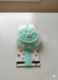 Soft cotton everyday baby headband pearl bow on tulle