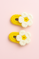 Pair of yellow flower crochet tictac hairclips