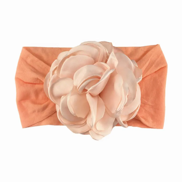Soft cotton everyday baby headband satin flower