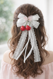 Ribbon and lace bow with cherries and Butterfly