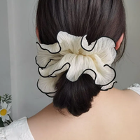 Pleated satin silk extra broad scrunchie