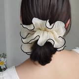 Pleated satin silk extra broad scrunchie