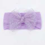 Soft cotton everyday baby headband glittery tulle bow