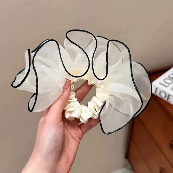 Puffy gauge satin scrunchie