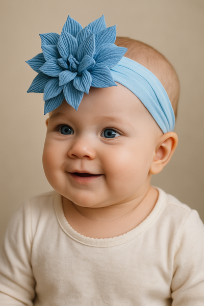 Soft cotton everyday baby headband circle large crush flower