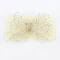 Soft cotton everyday baby headband glittery tulle bow