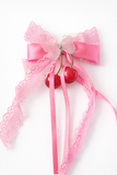 Ribbon and lace bow with cherries and Butterfly