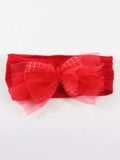 Soft cotton everyday baby headband checks and tulle bow