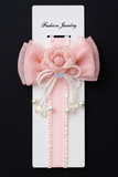 Partywear fascinator rose on bow baby headband