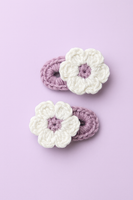 Pair of purple flower crochet tictac hairclips
