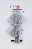Soft cotton everyday baby headband circle glittery tulle bow