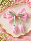Soft cotton everyday baby headband tulip on bow