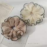 Pleated satin silk extra broad scrunchie