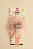 Soft cotton everyday baby headband satin roses on tulle