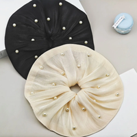 Pleated hanky scrunchie with pearls