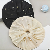 Pleated hanky scrunchie with pearls