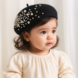 Premium Beret cap with assymetric pearls for kids