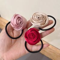 Satin rose hair tie