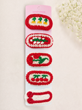 Pack of 5 crochet hair pins - red