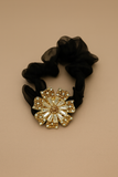 Organza scrunchie with rhynestone flower