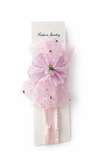 Fancy fascinator crystal cherry on starry tulle bow baby headband