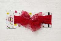 Soft cotton everyday baby headband checks and tulle bow