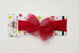 Soft cotton everyday baby headband checks and tulle bow