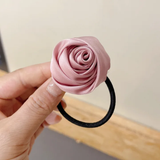 Satin rose hair tie
