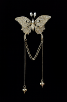 Evening metal butterfly clip with rhynestone and hangings