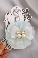 Organza flower with pearls cherry fascinator hairclip
