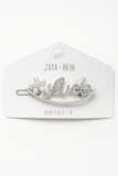 LUCK silver Pearl and rhinestone Flower Hair Pin