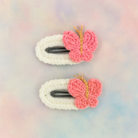 Pair of Crochet butterfly tictac hairclips - pink